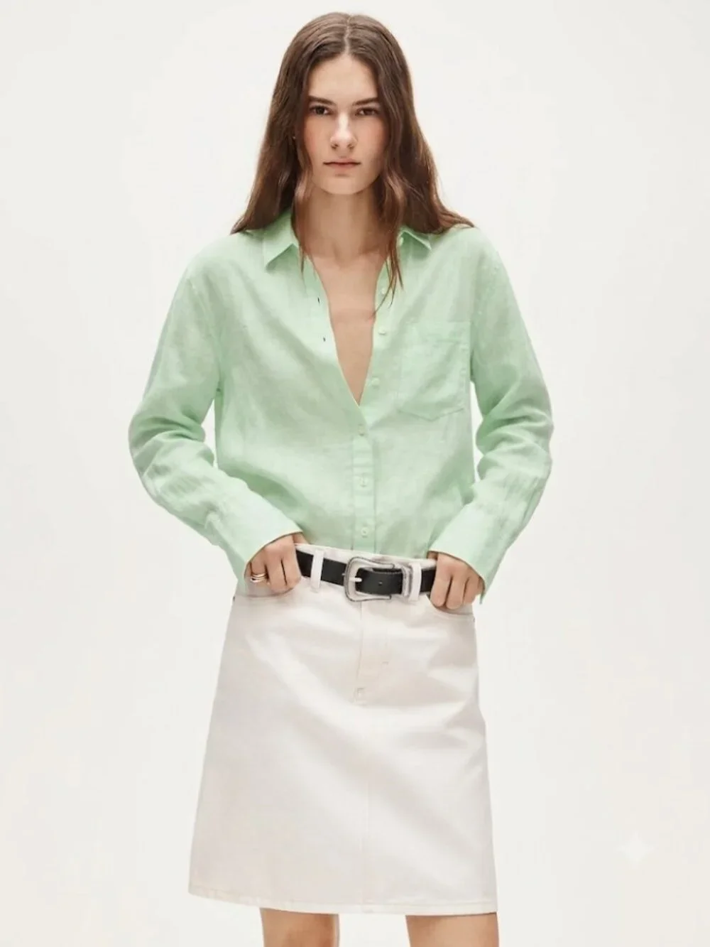 NWT J. Crew Garçon Classic Button Shirt Baird McNutt Irish Linen Sheer Mint 10